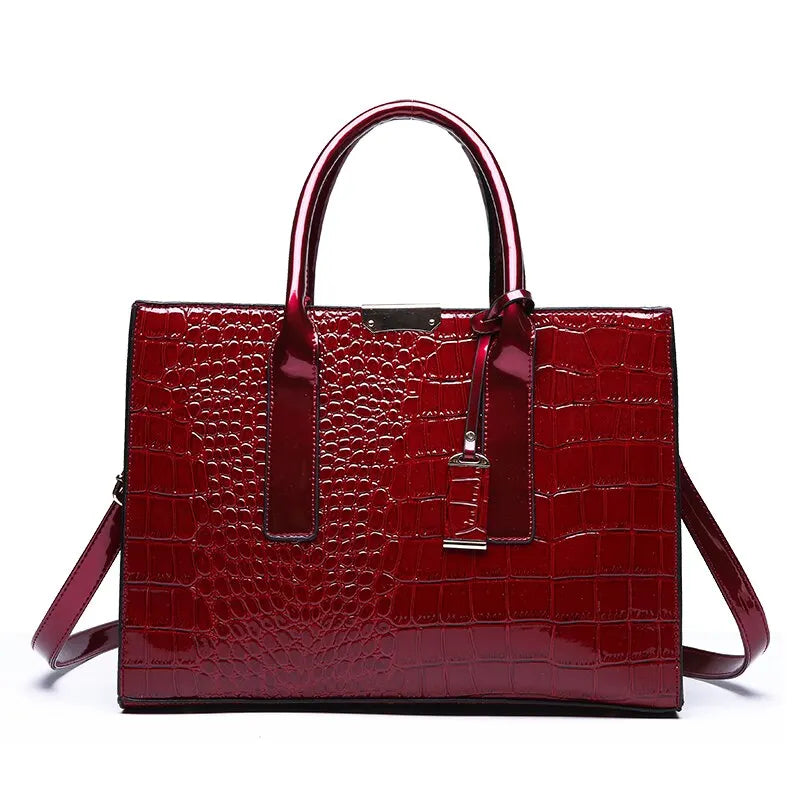 Women's croc print purse - Faux crocodile leather bag