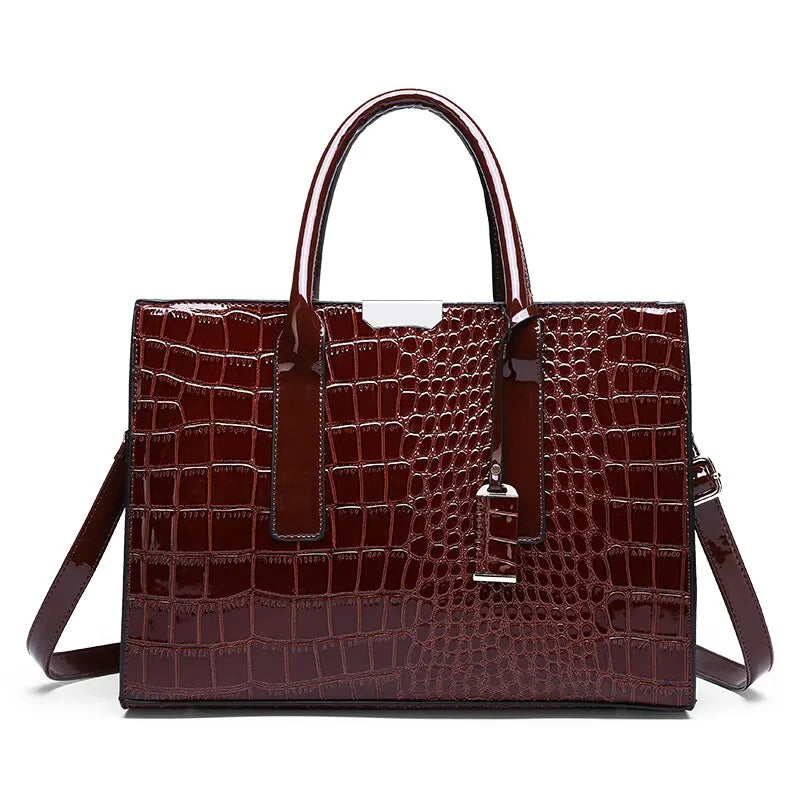 Women's croc print purse - Faux crocodile leather bag